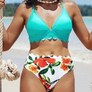 NWT Cupshe Mint and Scalloped Bikini